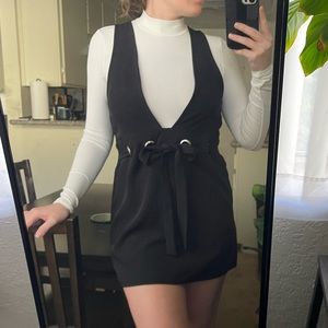 Black Deep V-neck Dress